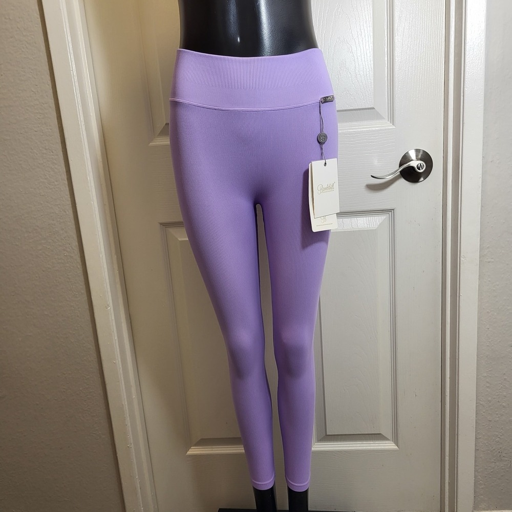 Bombshell Sportswear Legging Women's Levander Textured High Waist Small Made USA
